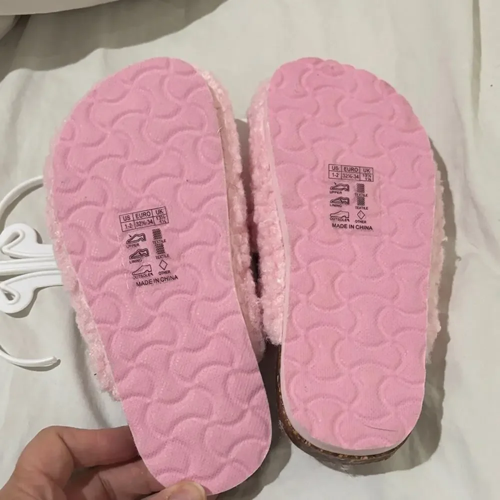 Capelli of New York 1/2 Pink Fuzzy Slip on with Silver Accents Birkenstock nwt